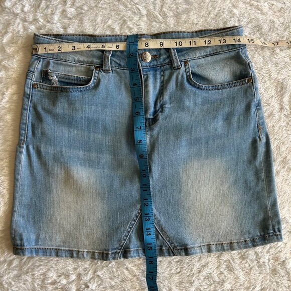 Light blue Denim Mini Skirt with Stretch - Juniors Medium / Womens Small - Picture 2 of 5